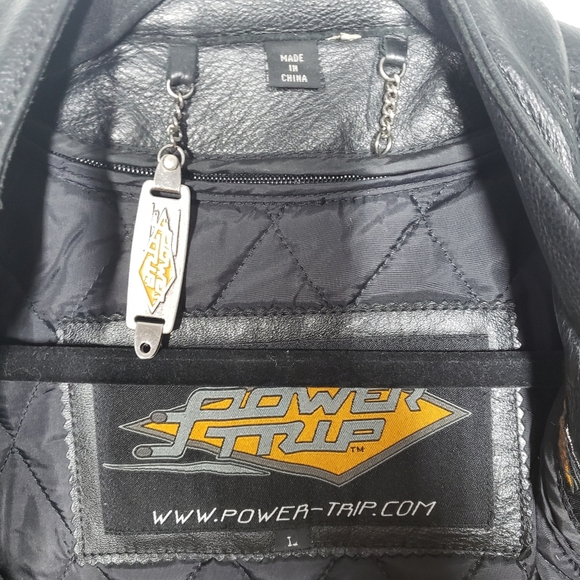 Power Trip Black Leather Motorcycle Jacket - Picture 8 of 12